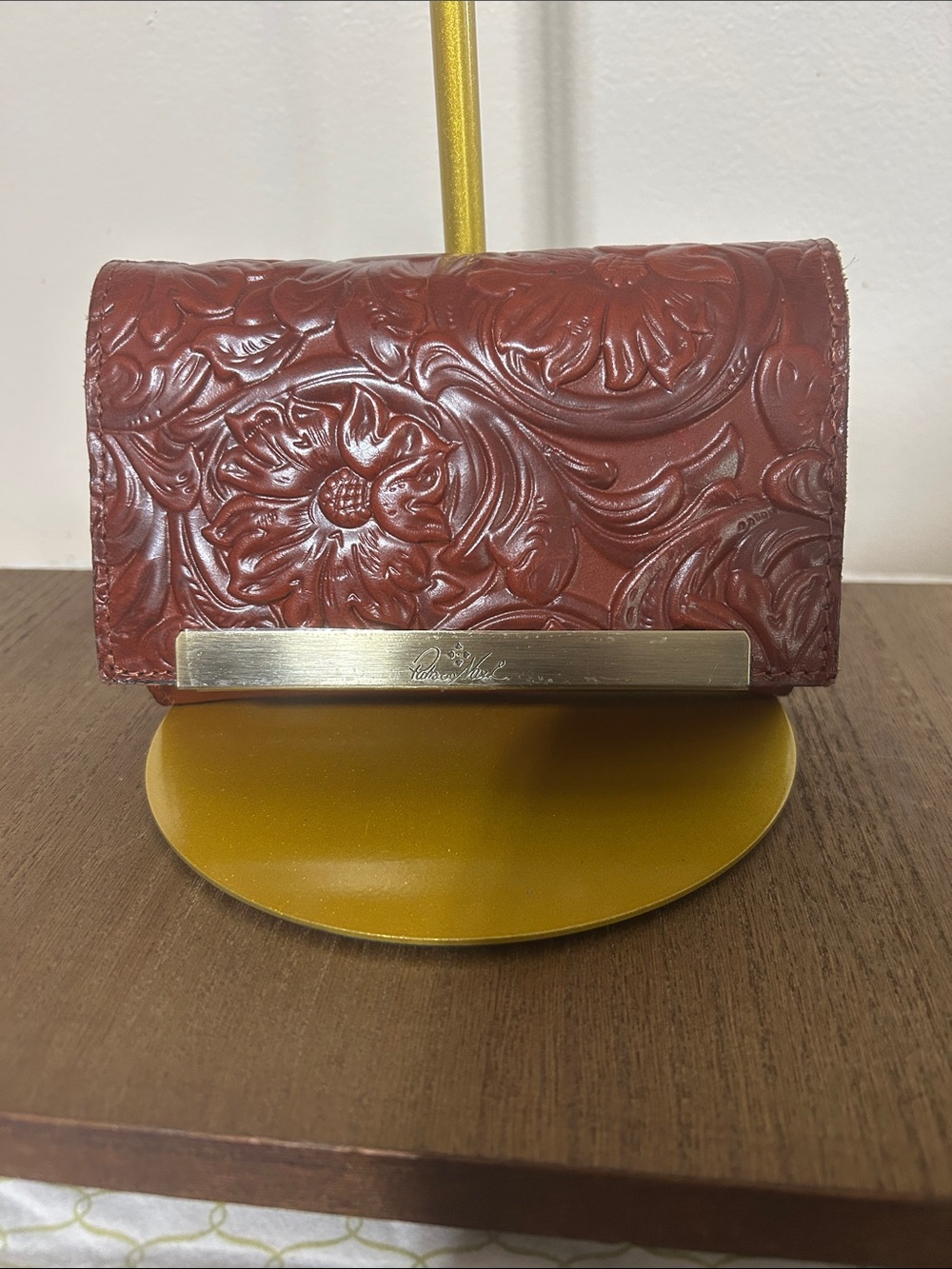 Patricia Nash Embossed Floral Leather Card Holder - Chestnut
